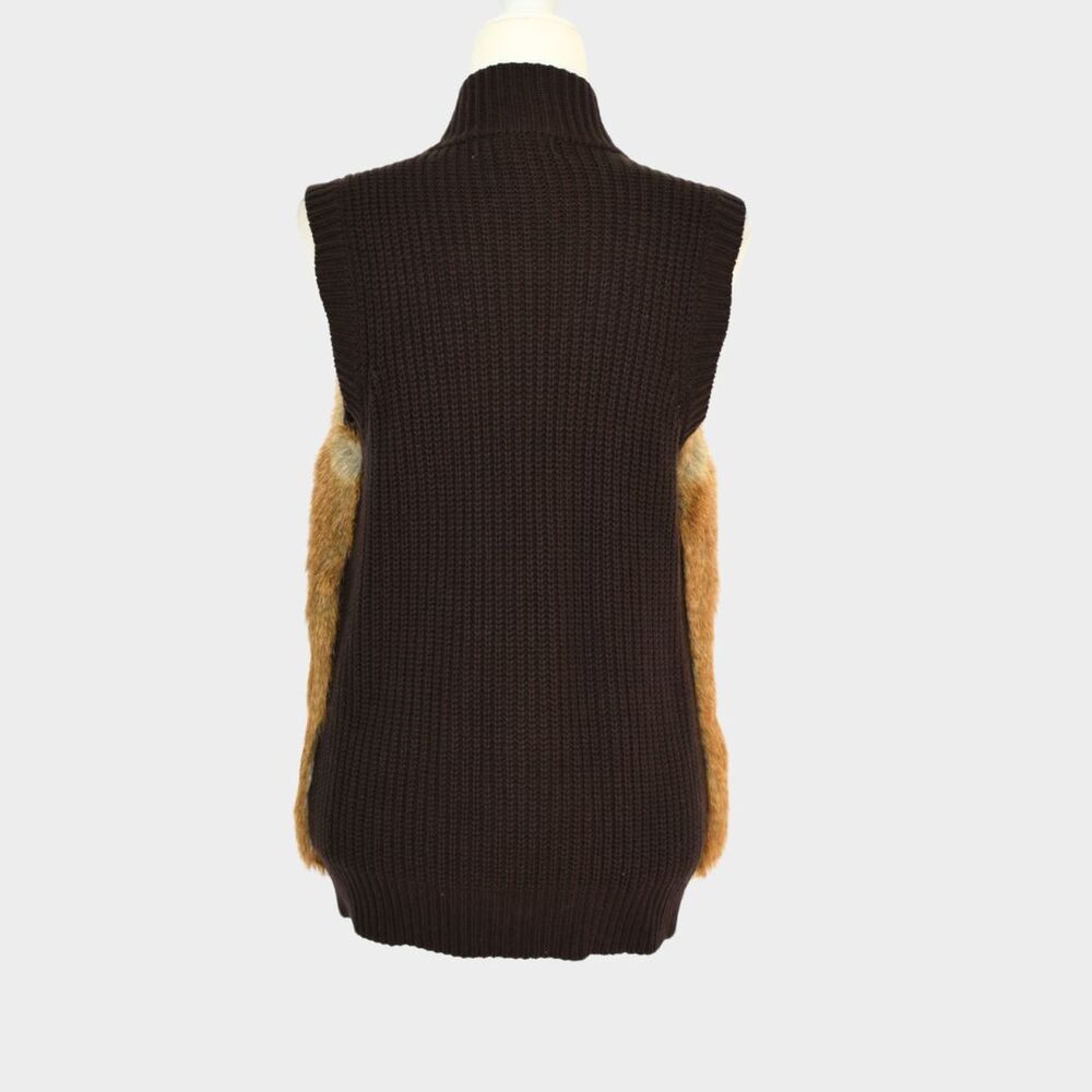 MICHAEL KORS Women's Faux Fur Sweater Vest Gold Buckle Closures Size M - Picture 4 of 9